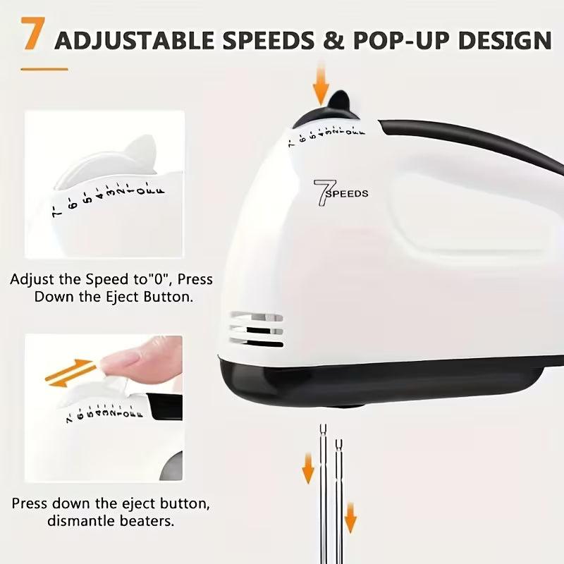 Super Hand Mixer/  Electric Baking Mixer, Stainless Steel Multi-Functional Egg Beater, Durable & Easy-Clean Kitchen Blender for Home Use, Multicolor.