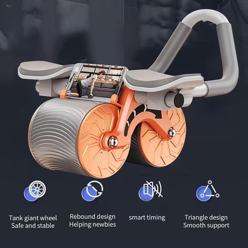 Auto Rebound Abs Wheel With Elbow Support/ Automatic Rebound Abdominal Wheel, Domestic Abdominal Exercise Wheel, New Abs Roller Wheel with Timer, Plank Ab Roller Wheel for Abdominal Core Strength Training, Multicolor.