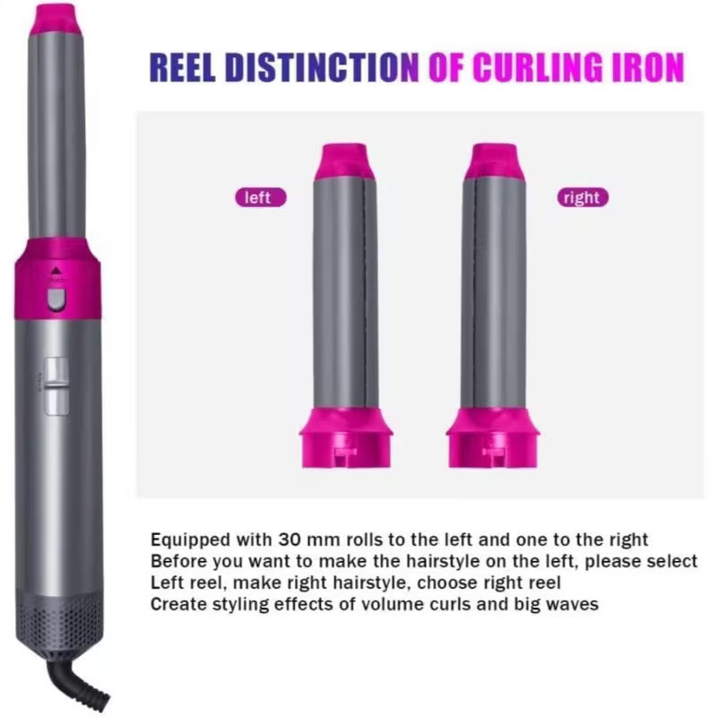 Hot Air Brush 5-in-1/ Hair Dryer & Styler Set with Interchangeable Attachments Brush, Comb, Massage, for Straightening, Curling, Multicolor.