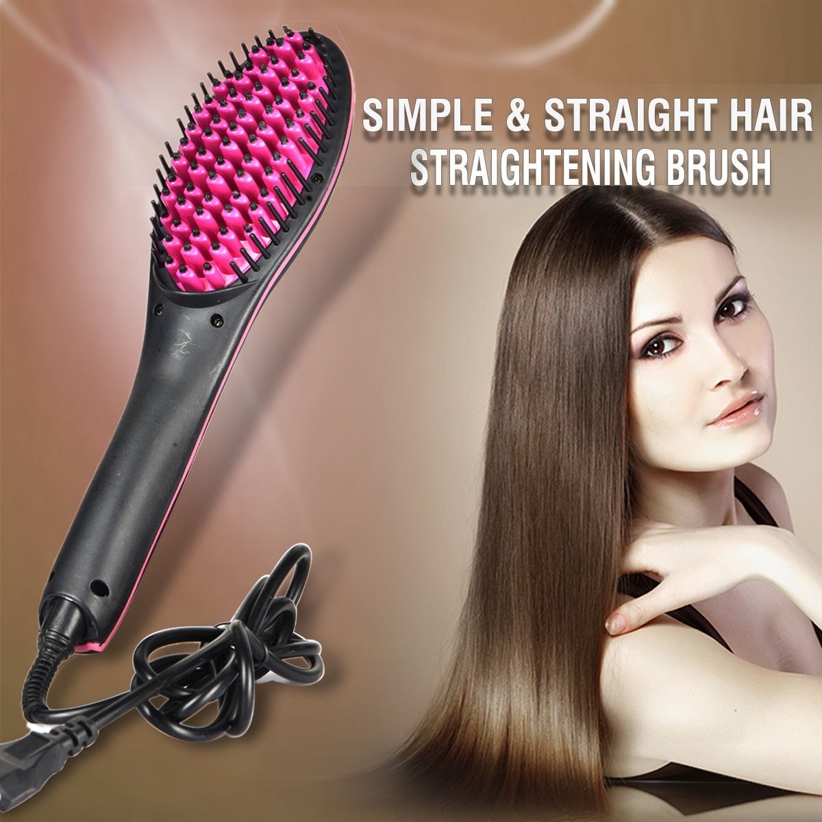 Brush Straightener/ 2-in-1 Design Combines a hair straightener and a brush, providing both styling and a health care massage for your scalp, Multicolor.