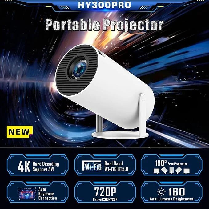 Mini Round Projector/ Mini Projector with WiFi and Bluetooth, Portable Projector 4K Support, Auto Keystone, 180 Degree Rotation, Smart Proyector for Home And Outdoor Android 11, Multicolor.