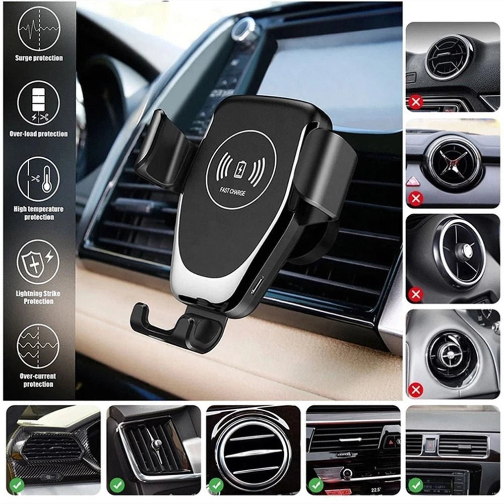 Auto Clamping Wireless Car Charger/ Fast Charging Wireless Charger Car Mount Air Vent Phone Holder For Cell Phone, Multicolor.
