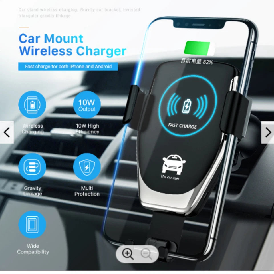Auto Clamping Wireless Car Charger/ Fast Charging Wireless Charger Car Mount Air Vent Phone Holder For Cell Phone, Multicolor.